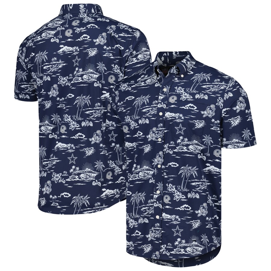 Men's Reyn Spooner Navy Dallas Cowboys Throwback Kekai Print Button-Up Shirt